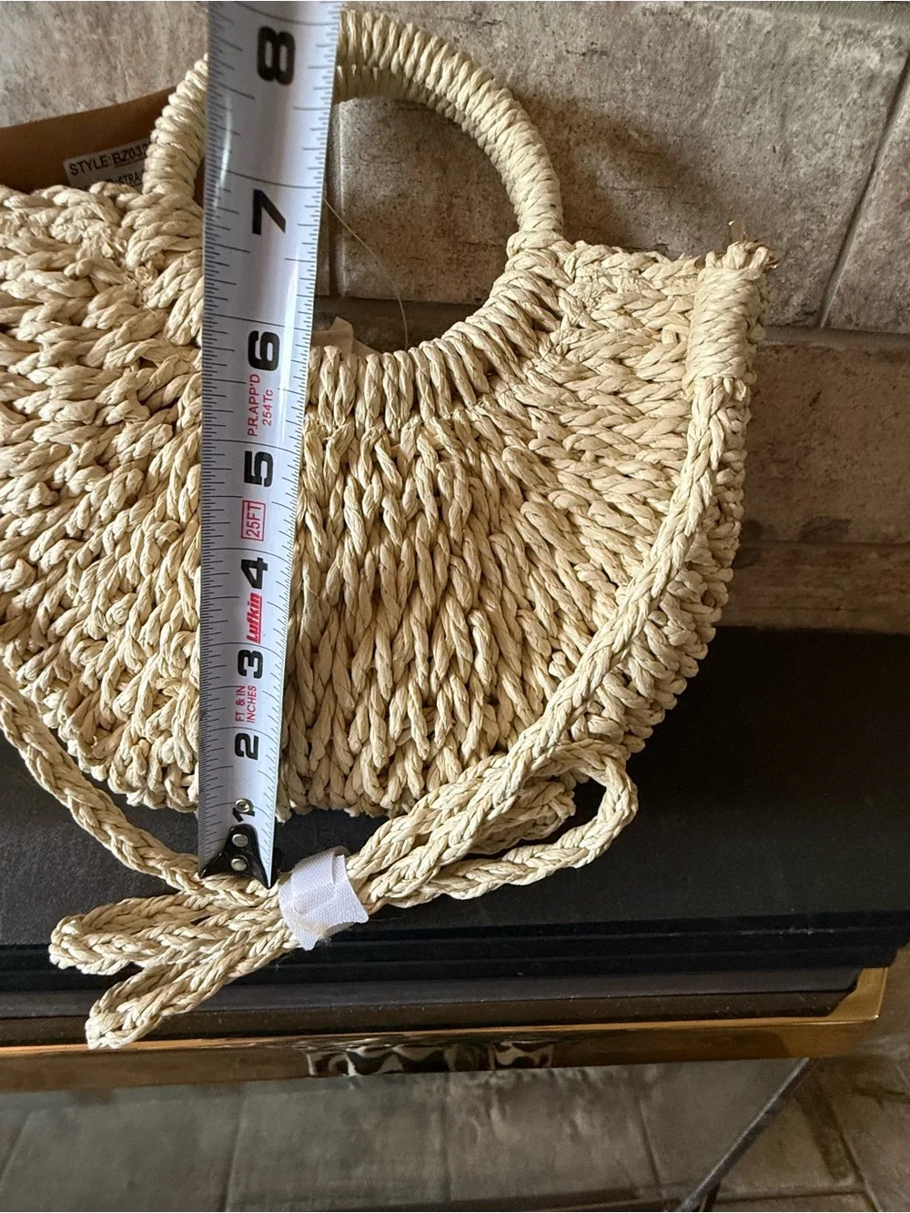 Savannah Cream Straw Tote with Red & Green Strawberry Accents - Picture 4 of 4